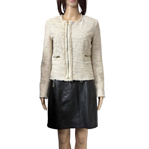 Mango Jackets & Blazers - MNG Casual Women's Jacket Size 4 Beige Full Zip Lined Pockets Long Sleeves EUC